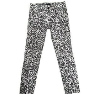 Tractor Juniors Low Rise Leopard Print Cropped Skinny Jeans Sz 14 Brown Stretch